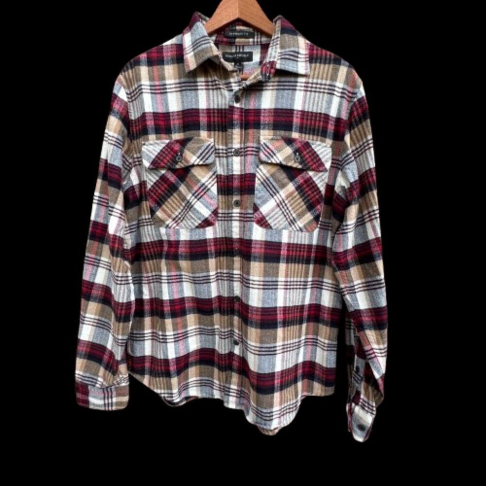 Banana Republic Plaid Flannel Shirt Standard Fit Pockets Cabincore Mens Medium